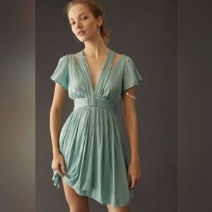 Anthropologie Teal Mini Dress